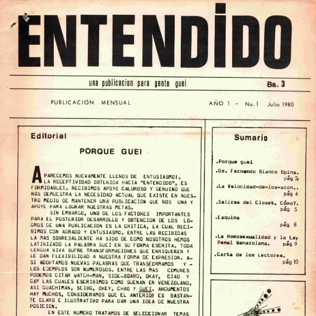 Entendido N°1 Julio 1980