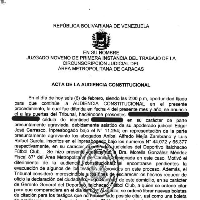 Juzgado Noveno de 1ra Instancia Caracas 2002