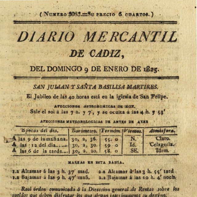 Diario Mercantil de Cádiz  - 9 Enero 1825 N°3083