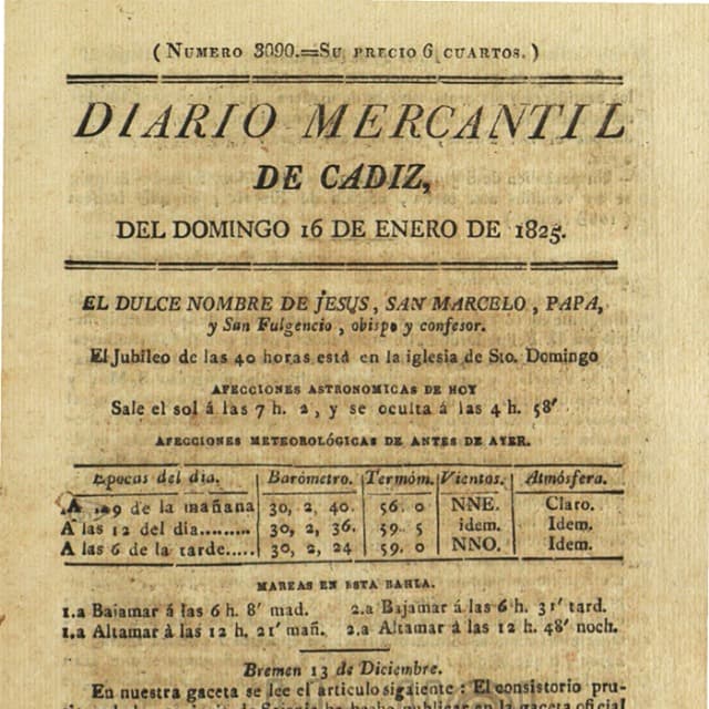 Diario Mercantil de Cádiz  - 16 Enero 1825 N°3090