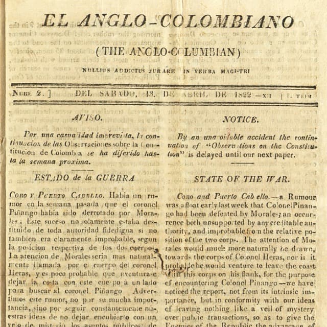 El Anglo-Colombiano - 13 Abril 1822 N°2