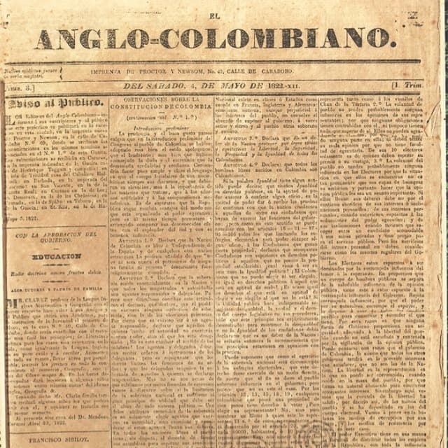 El Anglo-Colombiano - 4 Mayo 1822 N°3