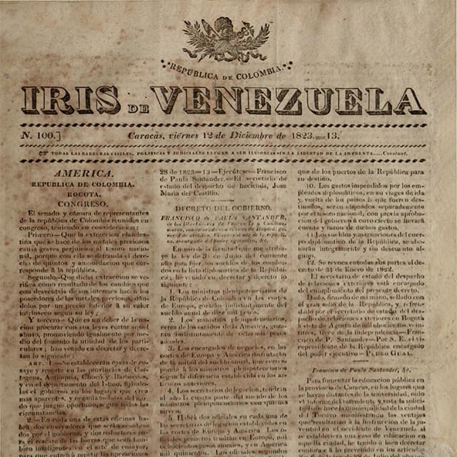 Iris de Venezuela - 12 Diciembre 1823 N°100