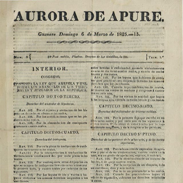 Aurora de Apure - 6 Marzo 1825 N°9