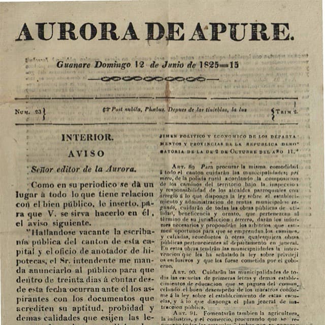 Aurora de Apure - 12 Junio 1825 N°23