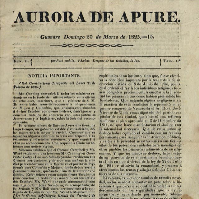 Aurora de Apure - 20 Marzo 1825 N°11