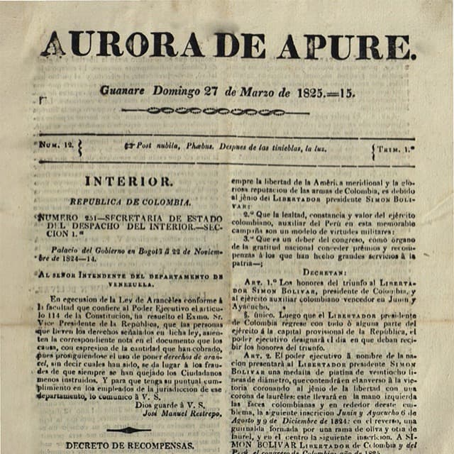 Aurora de Apure - 27 Marzo 1825 N°12