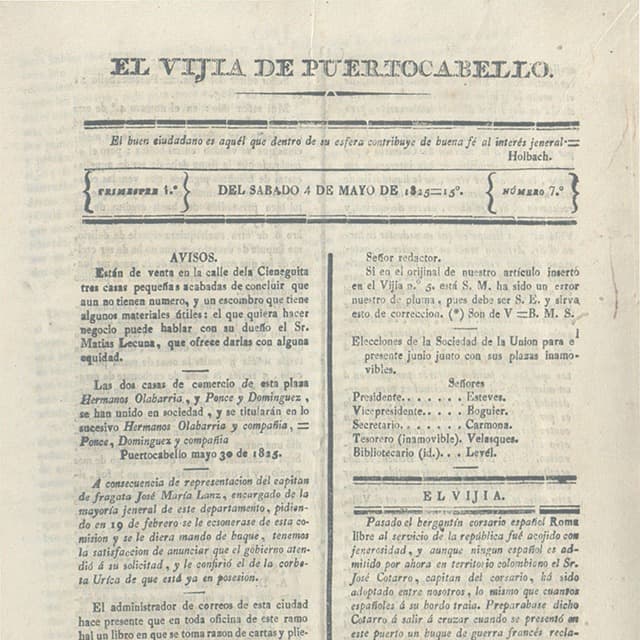 El Vigía de Puerto Cabello - 4 Mayo 1825 N°7