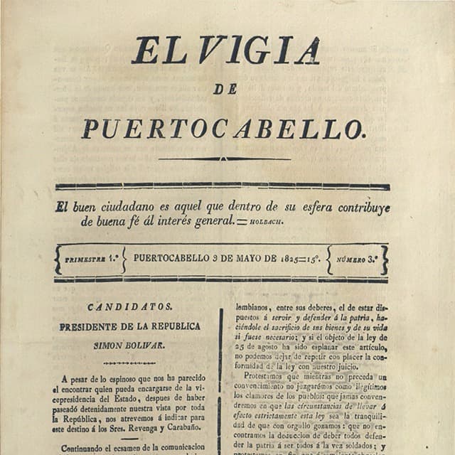 El Vigía de Puerto Cabello - 9 Mayo 1825 N°3