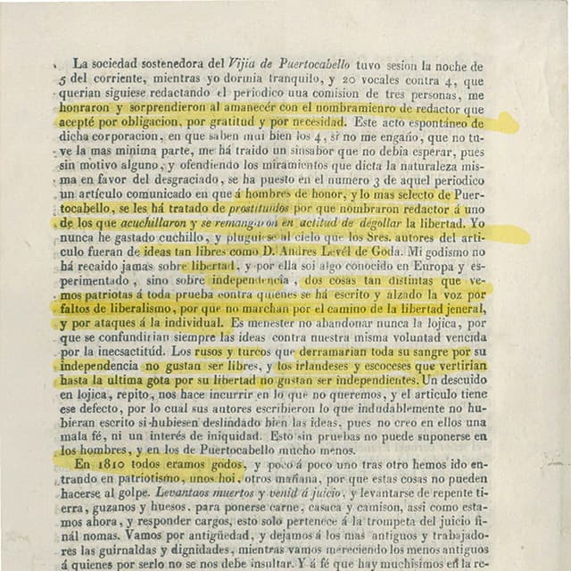 El Vigía de Puerto Cabello - 16 Mayo 1825 N°4 Supl