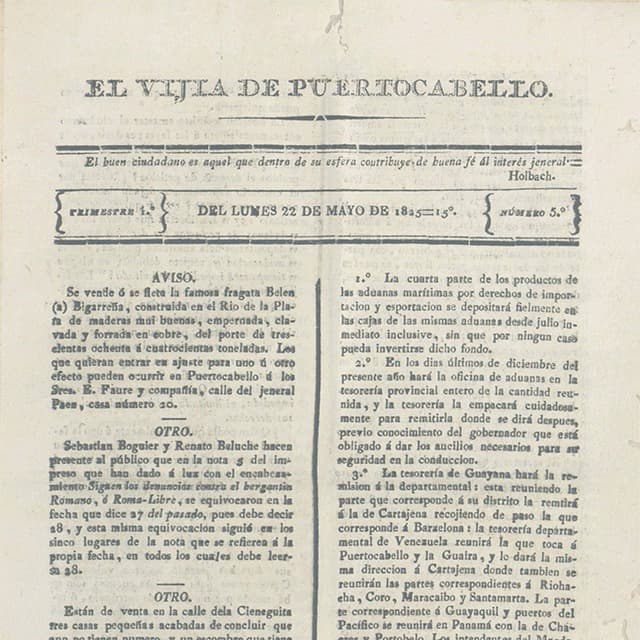 El Vigía de Puerto Cabello - 22 Mayo 1825 N°5