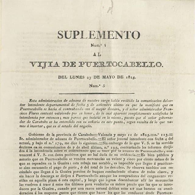 El Vigía de Puerto Cabello - 23 Mayo 1825 N°5 Supl El Vigía de Puerto Cabello - 23 Mayo 1825 N°5 Supl